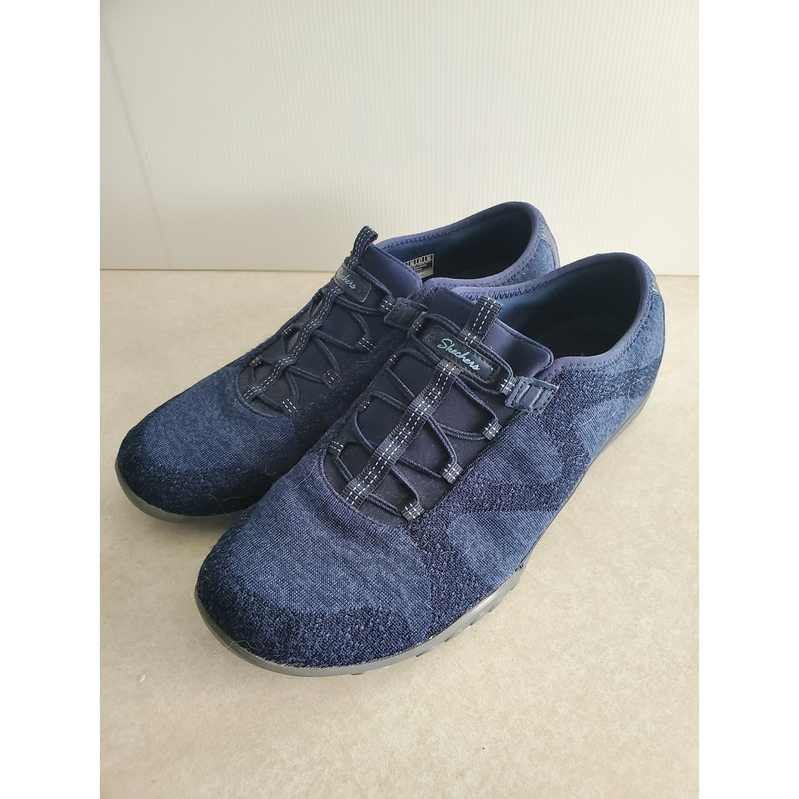 Skechers Relaxed Fit Navy Blue Bungee Slip On Walking Shoes Sneakers Sz 10